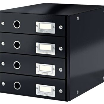 Leitz Clickstore 4 Drawer Cabinet White Black 60490095 Fusion Office