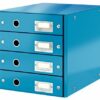 Leitz Clickstore 4 Drawer Cabinet White Blue 60490036 Fusion Office