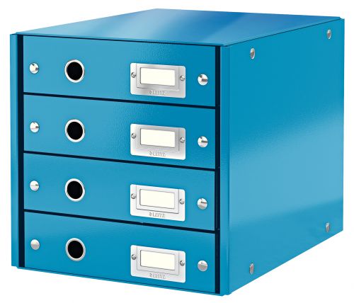 Leitz Clickstore 4 Drawer Cabinet White Blue 60490036 Fusion Office