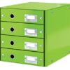 Leitz Clickstore 4 Drawer Cabinet White Green 60490054 Fusion Office