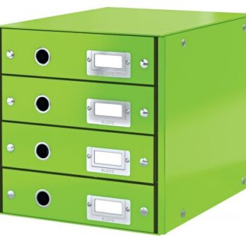 Leitz Clickstore 4 Drawer Cabinet White Green 60490054 Fusion Office