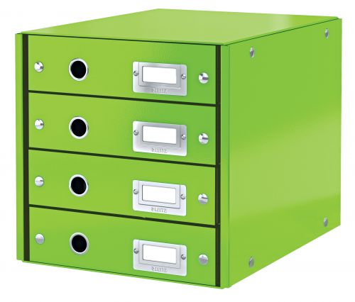 Leitz Clickstore 4 Drawer Cabinet White Green 60490054 Fusion Office