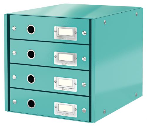 Leitz Clickstore 4 Drawer Cabinet White Ice Blue 60490051 Fusion Office