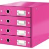 Leitz Clickstore 4 Drawer Cabinet White Pink 60490023 Fusion Office