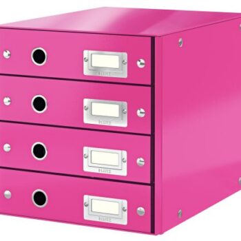 Leitz Clickstore 4 Drawer Cabinet White Pink 60490023 Fusion Office