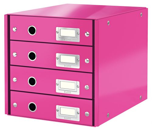 Leitz Clickstore 4 Drawer Cabinet White Pink 60490023 Fusion Office