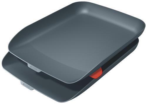 Leitz Cosy A4 2 Letter Trays Velvet Grey 53581089 Fusion Office