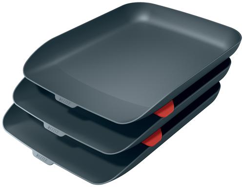 Leitz Cosy A4 3 Letter Trays Velvet Grey 53582089 Fusion Office