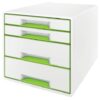 Leitz Cube 4 Drawer Unit White Green 52132054 Fusion Office