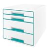 Leitz Cube 4 Drawer Unit White Ice Blue 52132051 Fusion Office