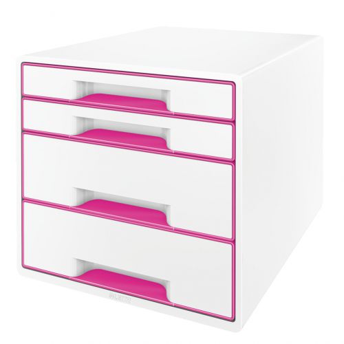 Leitz Cube 4 Drawer Unit White Pink 52132023 Fusion Office