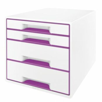 Leitz Cube 4 Drawer Unit White Purple 52132062 Fusion Office