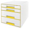 Leitz Cube 4 Drawer Unit White Yellow 52132016 Fusion Office