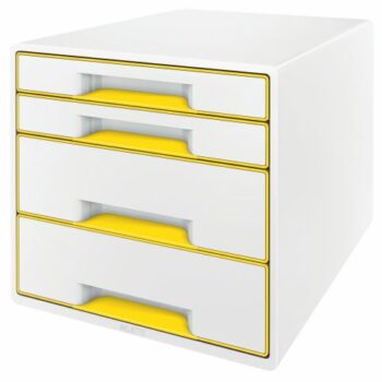 Leitz Cube 4 Drawer Unit White Yellow 52132016 Fusion Office