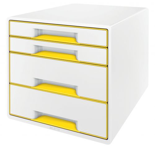 Leitz Cube 4 Drawer Unit White Yellow 52132016 Fusion Office