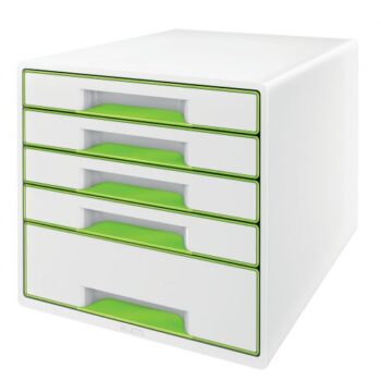 Leitz Cube 5 Drawer Unit White Green 52142054 Fusion Office
