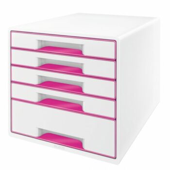 Leitz Cube 5 Drawer Unit White Pink 52142023 Fusion Office