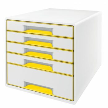 Leitz Cube 5 Drawer Unit White Yellow 52142016 Fusion Office