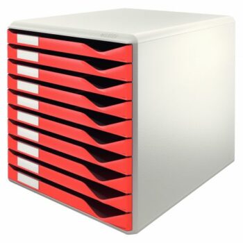 Leitz Form Set 10 Drawers Grey Red Drawers 52810025 Fusion Office