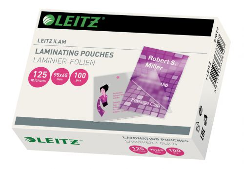 Leitz Ilam Laminating Pouches 95×65 125mic 33812 Pack 100 Fusion Office