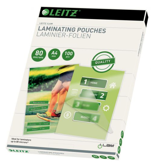 Leitz Ilam Laminating Pouches A4 80mic 33818 Pack 100 Fusion Office