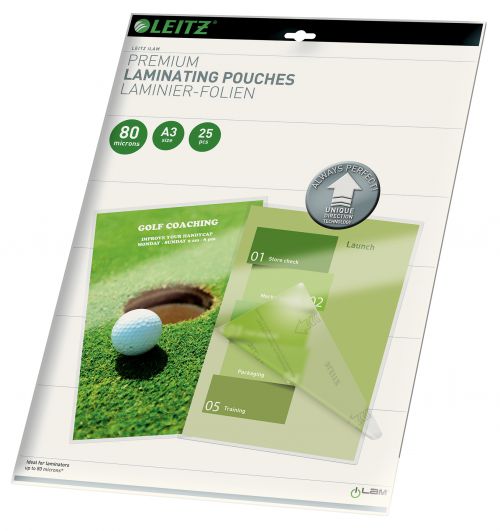 Leitz Ilam Prem Laminating Pouches A3 80mic 74860000 Pack 25 Fusion Office