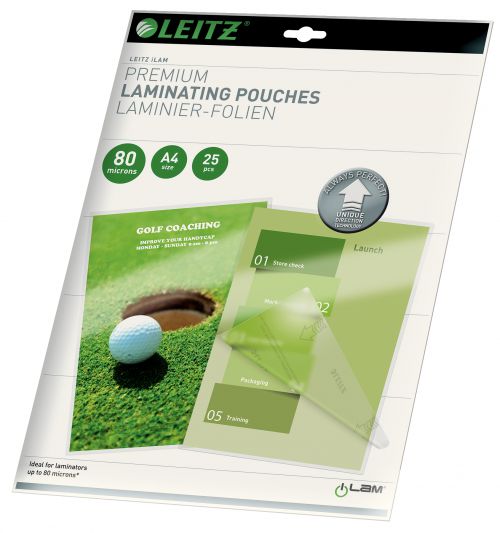Leitz Ilam Prem Laminating Pouches A4 80mic 74790000 Pack 25 Fusion Office