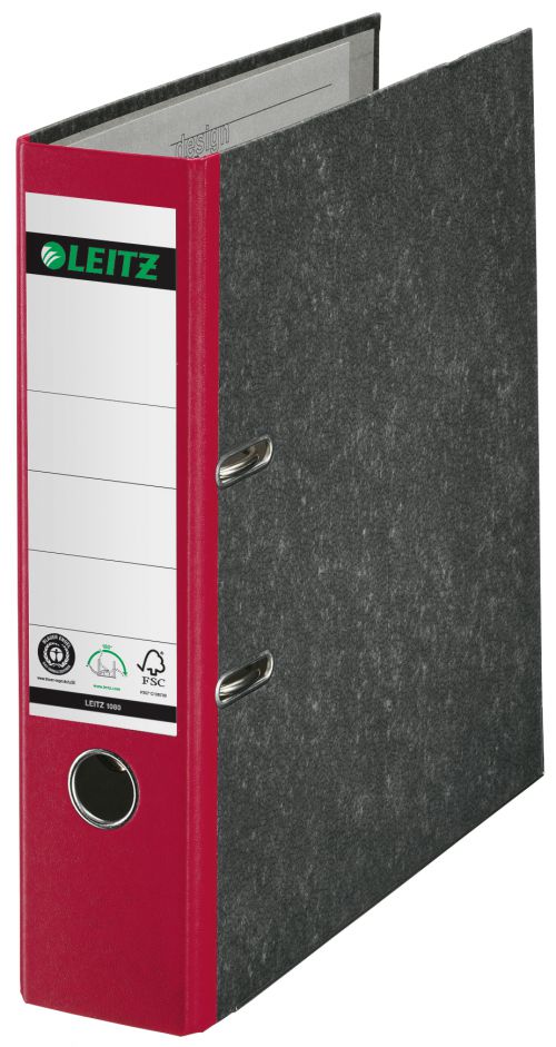 Leitz Lever Arch Files Marbled Red A4 80mm 10801025 Pack 10 Fusion Office