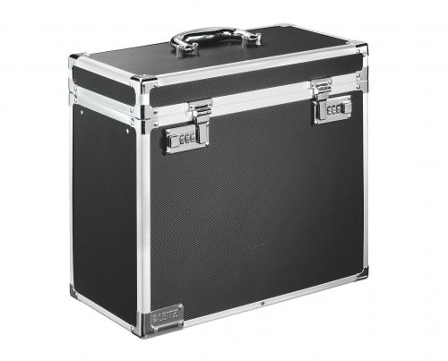 Leitz Lockable Personal Filing Case Foolscap Chrome Black 67170095 Fusion Office