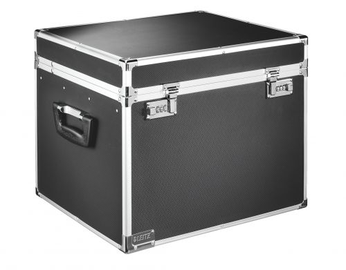 Leitz Lockable Suspension File Chest Foolscap Chrome Black 67150095 Fusion Office