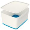 Leitz Mybox Large Storage Boxes White Blue 18 Litres Pack 4 52161036 Fusion Office