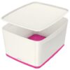 Leitz Mybox Large Storage Boxes White Pink 18 Litres Pack 4 52161023 Fusion Office