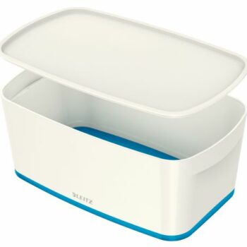 Leitz Mybox Small Storage Boxes White Blue 5 Litres Pack 4 52291036 Fusion Office