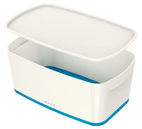 Leitz Mybox Small Storage Boxes White Blue 5 Litres Pack 4 52291036 Fusion Office