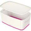 Leitz Mybox Small Storage Boxes White Pink 5 Litres Pack 4 52291023 Fusion Office