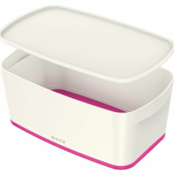 Leitz Mybox Small Storage Boxes White Pink 5 Litres Pack 4 52291023 Fusion Office