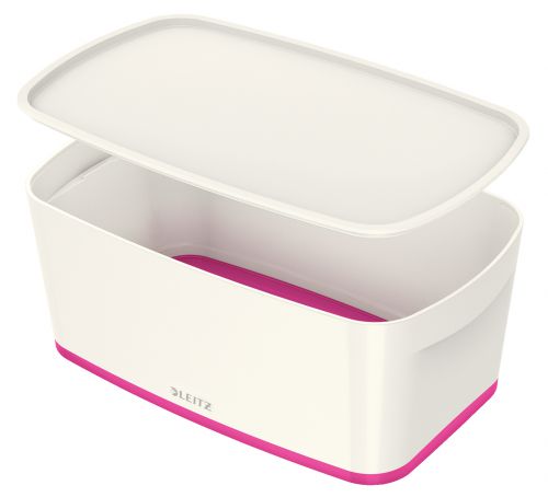 Leitz Mybox Small Storage Boxes White Pink 5 Litres Pack 4 52291023 Fusion Office