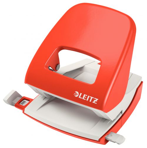 Leitz Nexxt Metal 2 Hole Punch Light Red 30 Sheets 50080020 Fusion Office