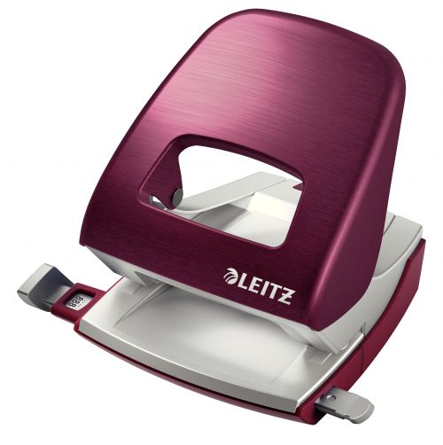Leitz Nexxt Style Metal 2 Hole Punch Garnet Red 30 Sheets 50060028 Fusion Office