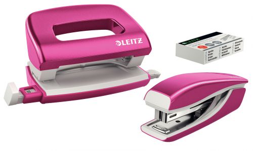 Leitz Nexxt Wow Mini Stapler Hole Punch Pink 55612023 Fusion Office