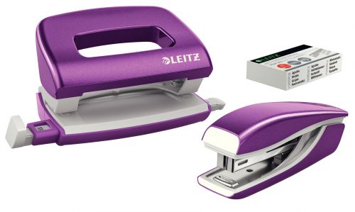Leitz Nexxt Wow Mini Stapler Hole Punch Purple 55612062 Fusion Office