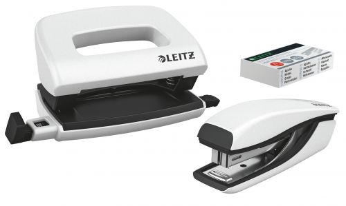 Leitz Nexxt Wow Mini Stapler Hole Punch White 55612001 Fusion Office