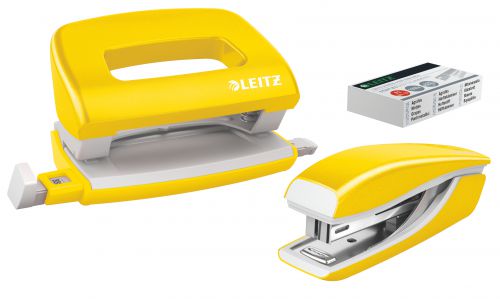 Leitz Nexxt Wow Mini Stapler Hole Punch Yellow 55612016 Fusion Office