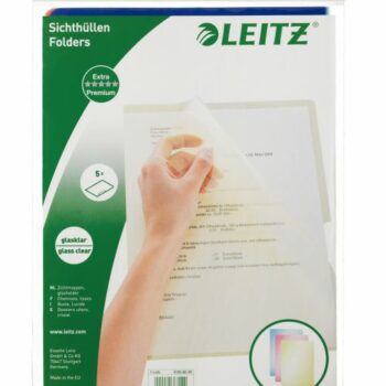 Leitz Premium Polypropylene A4 Folders Glass Clear 41006099 Pack 5 Fusion Office