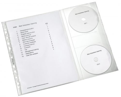 Leitz Punched Pockets With Cd Sleeve A4 47613003 Pack 5 X 20 Fusion Office