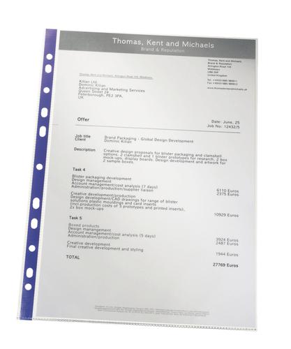 Leitz Quality Punched Pockets A4 Glass Clear 75mic 47185 Pack 25 X 4 Fusion Office