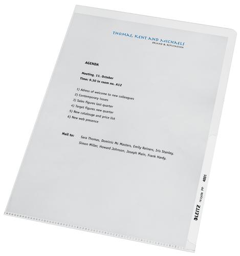 Leitz Recycle A4 Folders Clear 40011003 Pack 100 Fusion Office