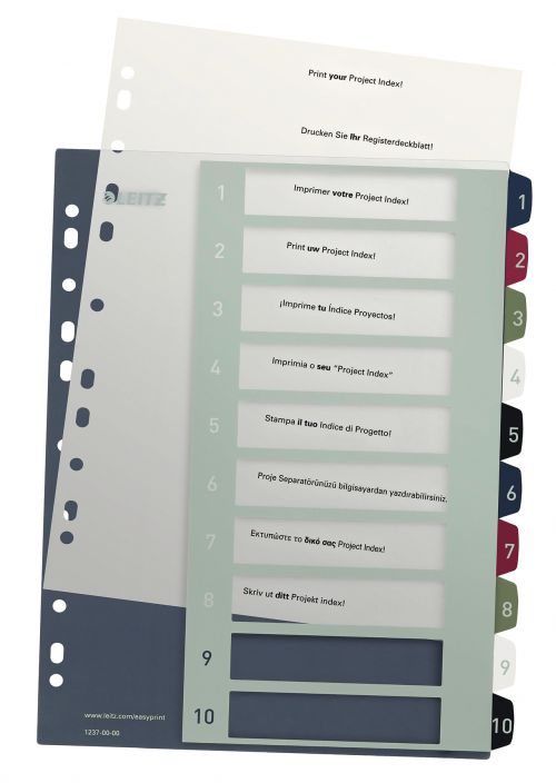 Leitz Style A4 Index Extra Wide 1 10 Printable 12370000 Pack 10 Fusion Office