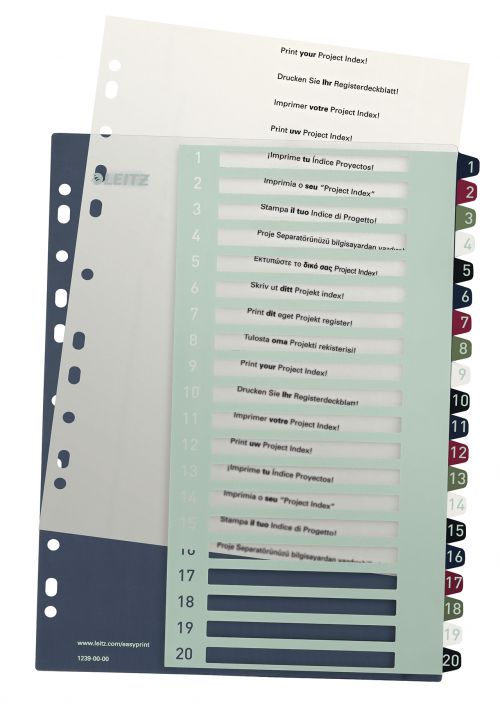 Leitz Style A4 Index Extra Wide 1 20 Printable 12390000 Pack 6 Fusion Office