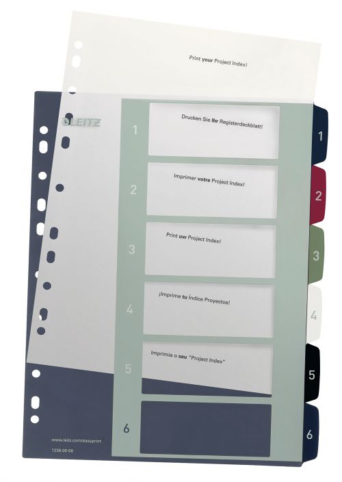 Leitz Style A4 Index Extra Wide 1 6 Printable 12360000 Pack 20 Fusion Office
